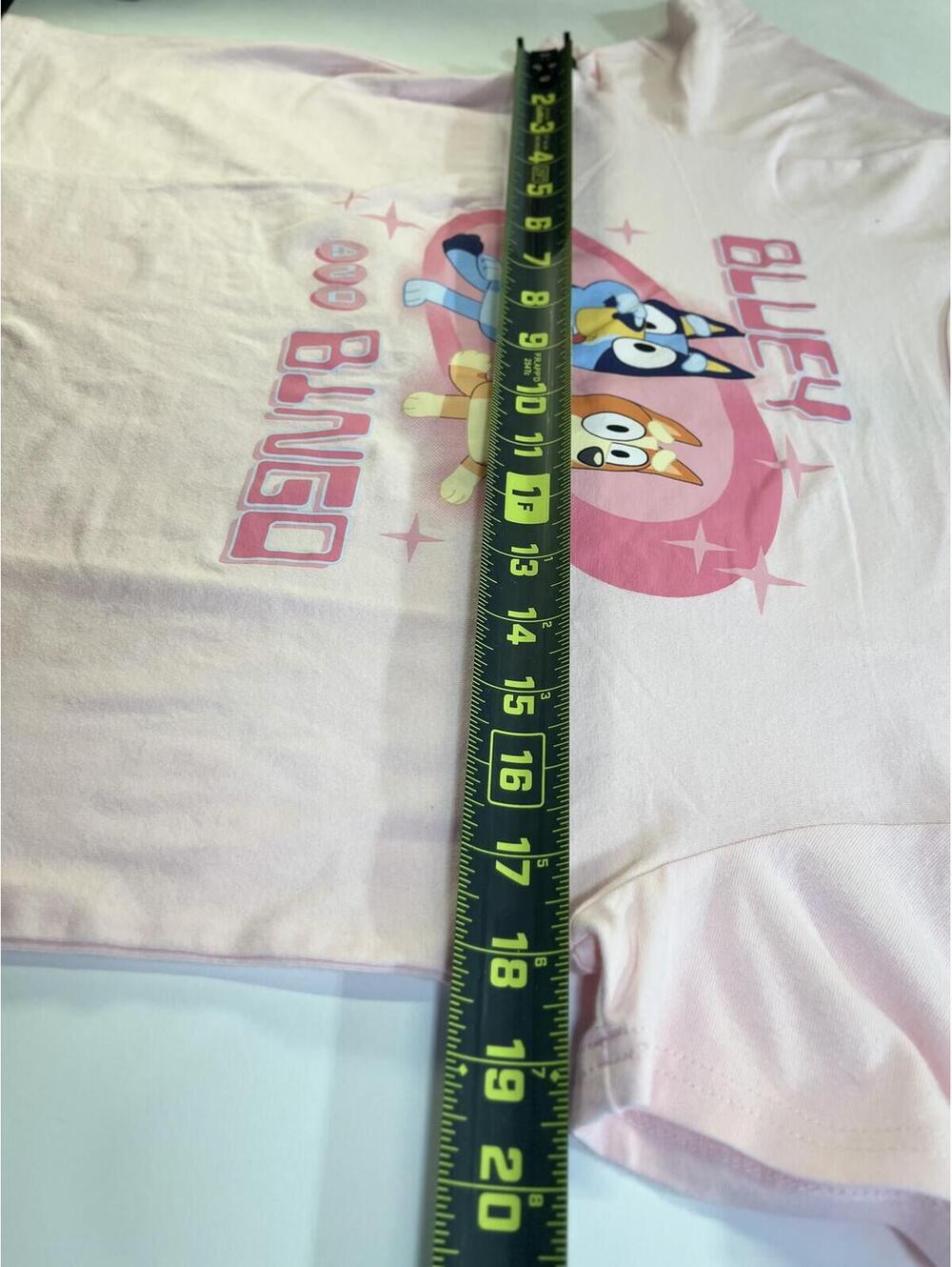 Girls Bluey Bingo Graphic T-Shirt Light Pink Cropped Fitted Short Sleeve NEW - Picture 5 of 9